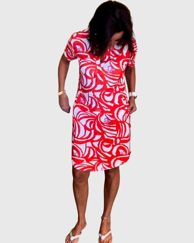Short Sleeve A-Line Dress – Flattering Silhouette & All-Day Comfort