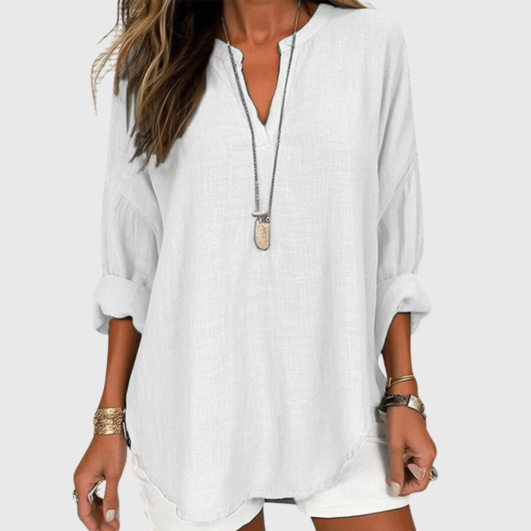 Long Sleeve Relaxed Fit Flowy Elegant Beach Shirt – Breathable Fabric & Flattering Silhouette