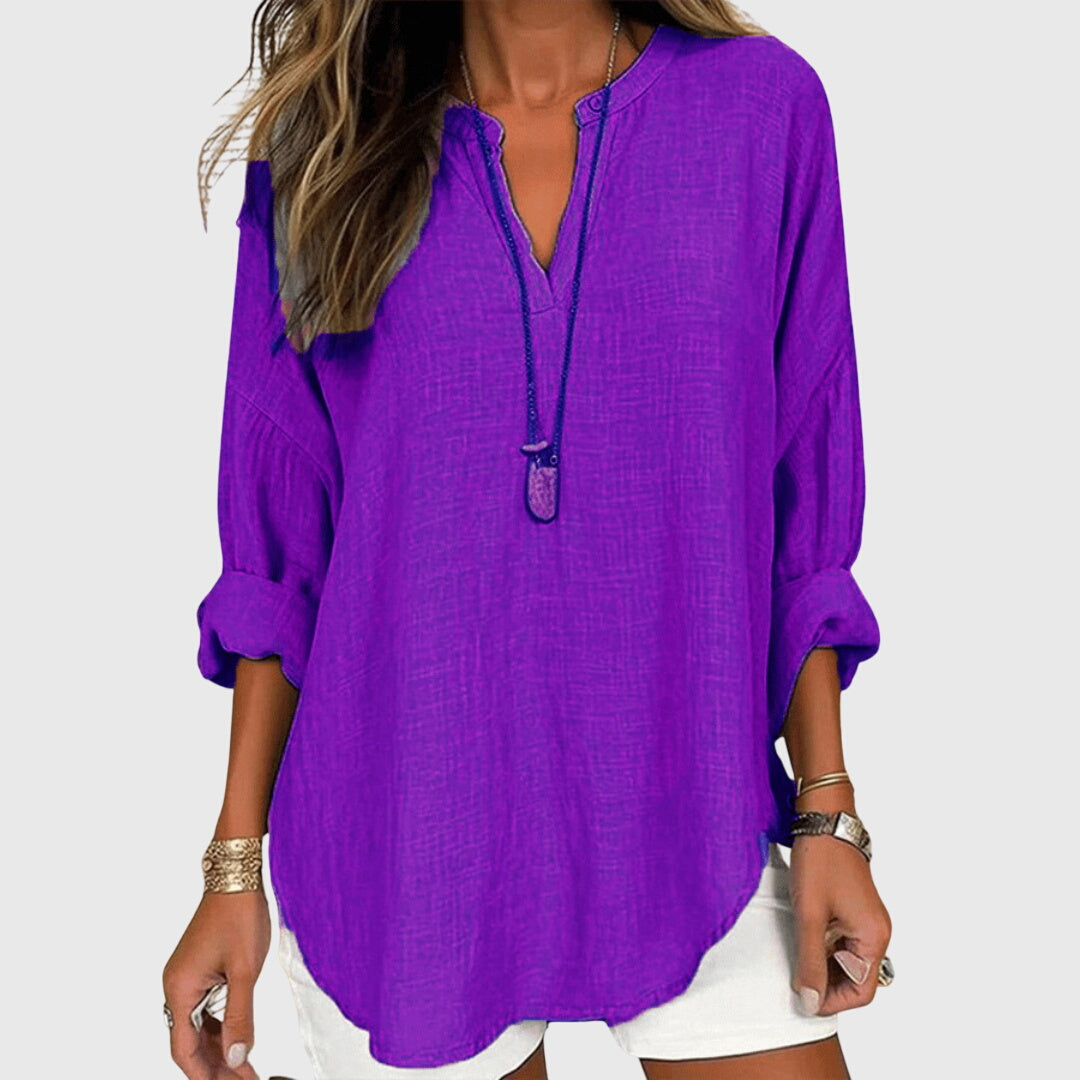 Long Sleeve Relaxed Fit Flowy Elegant Beach Shirt – Breathable Fabric & Flattering Silhouette