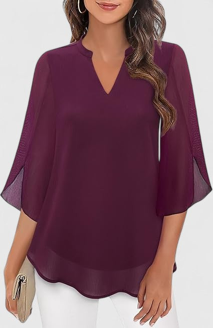 Denim V-Neck Women's Top – Flattering Silhouette & All-Day Comfort