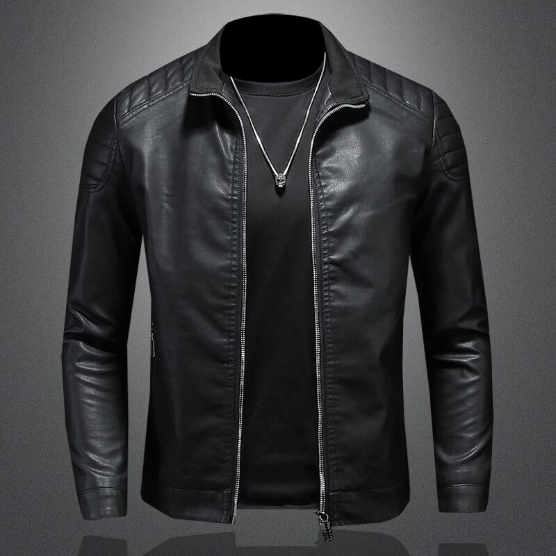 Lance Men's Leather Jacket – Elegant, Comfortable with Regular Fit & Zipper Closure