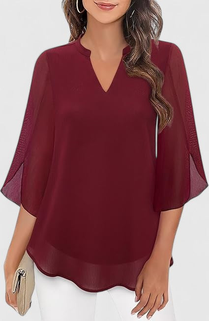 Denim V-Neck Women's Top – Flattering Silhouette & All-Day Comfort