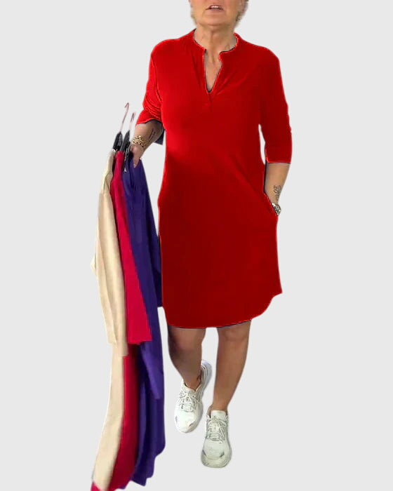 V-Neck Dress – Breathable Fabric & Comfort Stretch Fit