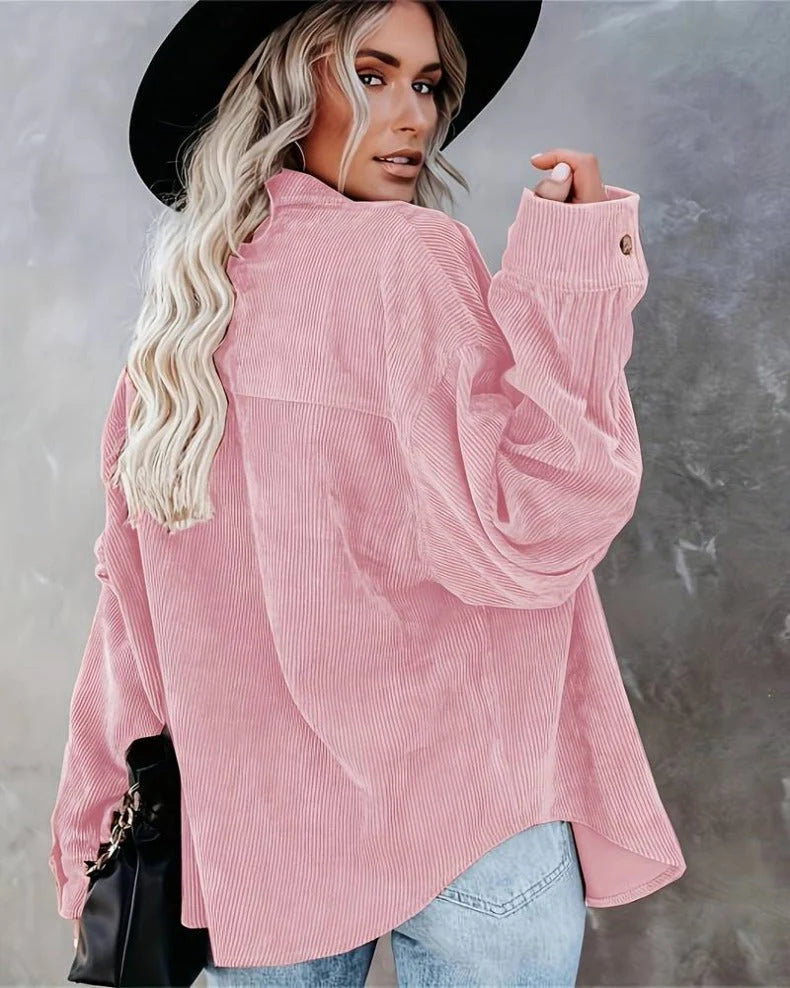 Ainsley Chemise Femme – Casual Vintage Shirt in Soft Corduroy with Chest Pocket
