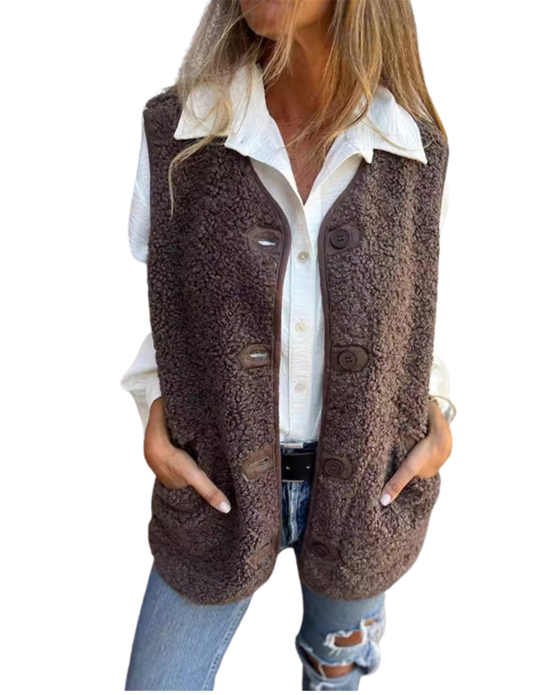 Julietta Women's Knit Vest – Sleeveless Buttoned Vest with Soft Fabric and Practical Pockets
