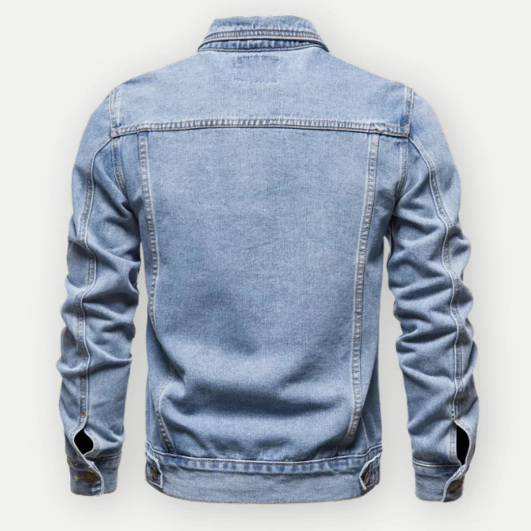 Frank Men's Jacket – Classic Denim Jean Jacket with Metal Buttons & Useful Pockets