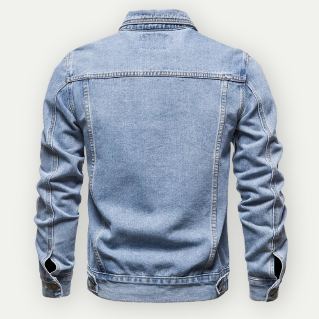 Max Jean Jacket – Classic Light Blue Denim Jacket with Structured Details