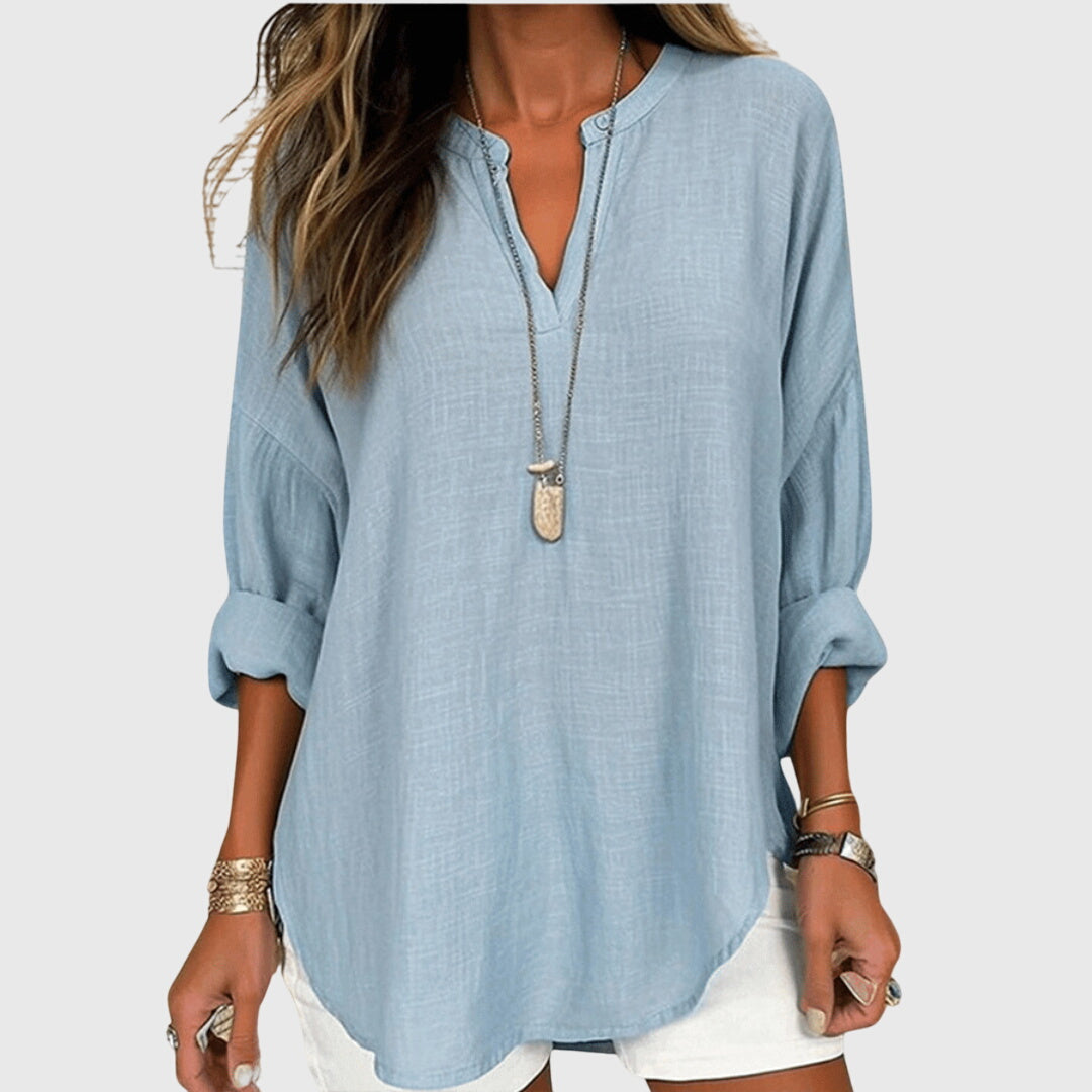Long Sleeve Relaxed Fit Flowy Elegant Beach Shirt – Breathable Fabric & Flattering Silhouette