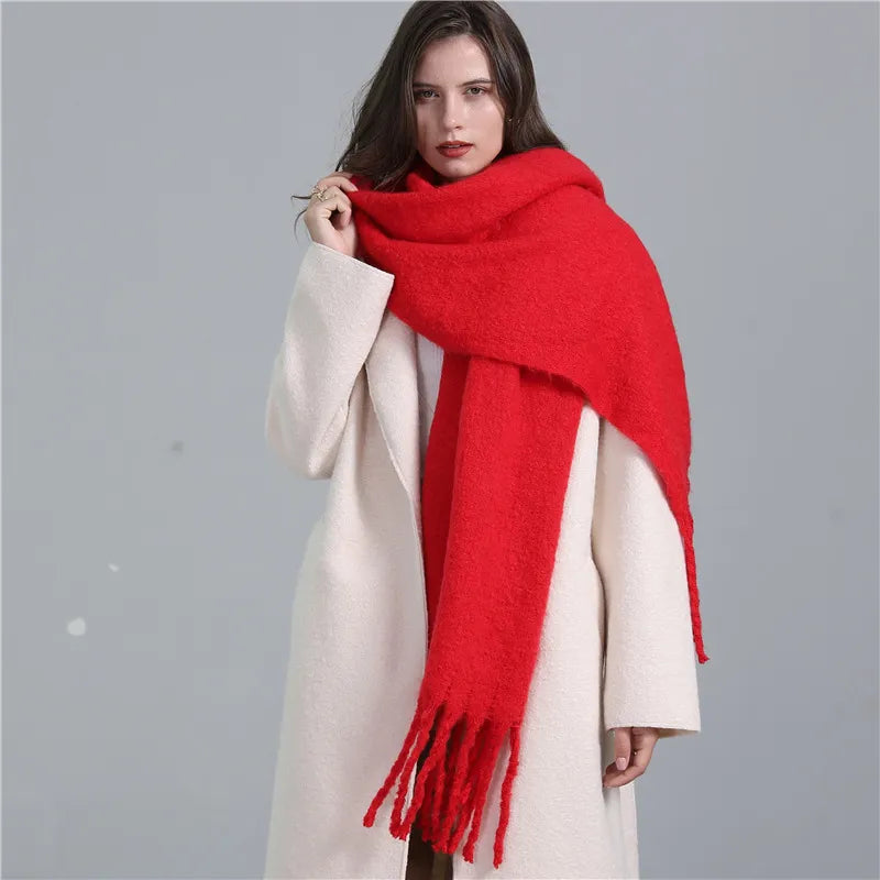 Women’s Scarf – Oversized Winter Wrap with Fringe
