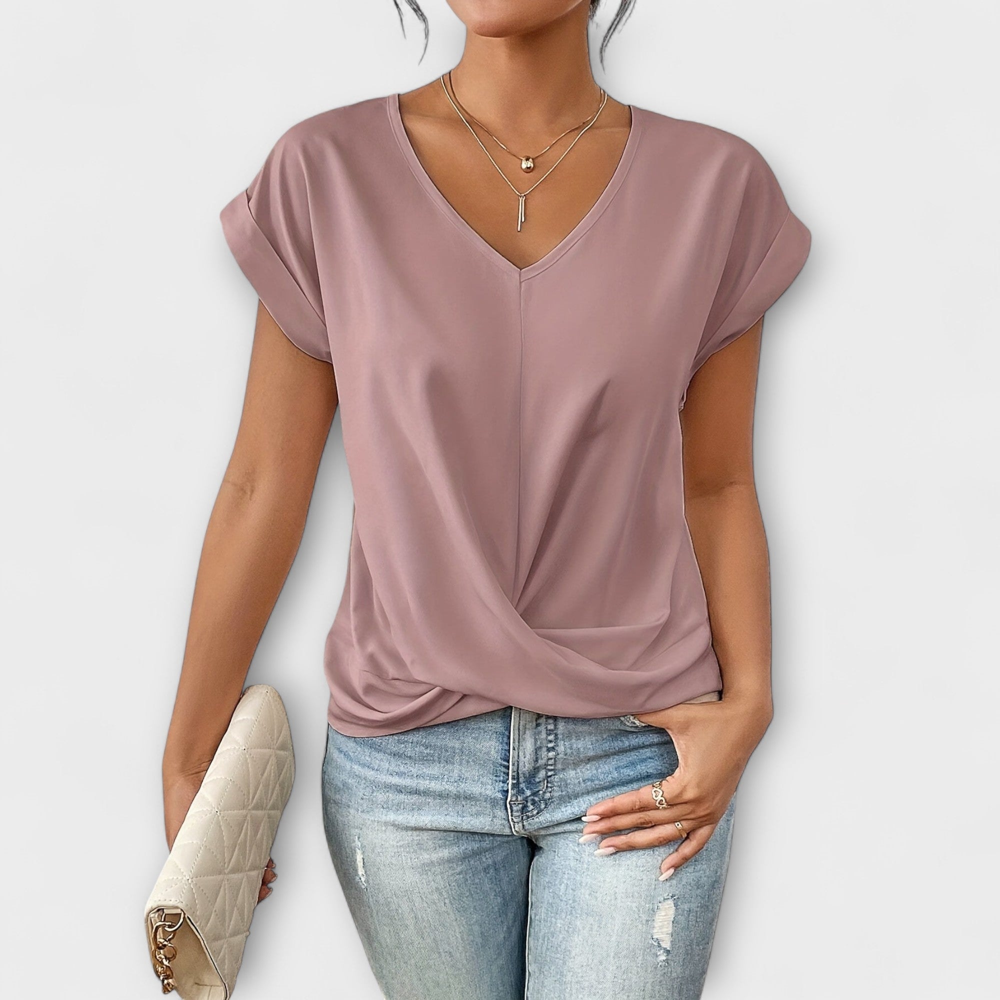 V-Neck Button Front Women's Top – Breathable Fabric & Lightweight Feel