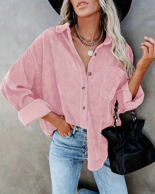 Ainsley Chemise Femme – Casual Vintage Shirt in Soft Corduroy with Chest Pocket