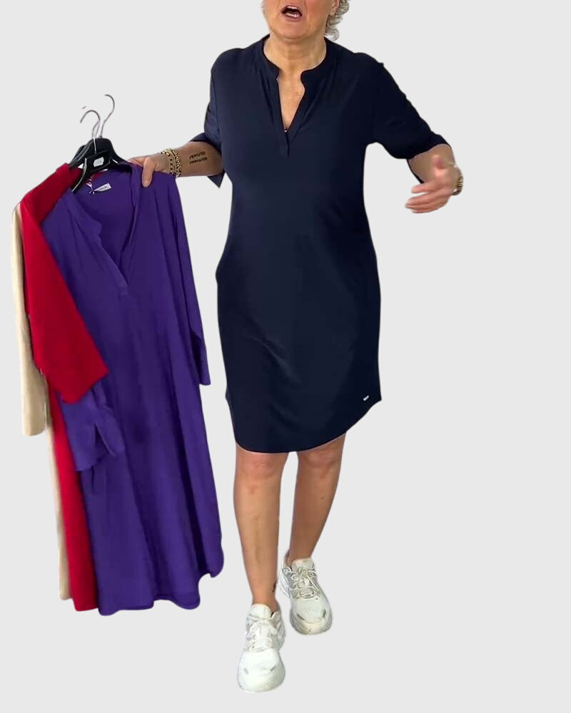 V-Neck Dress – Breathable Fabric & Comfort Stretch Fit
