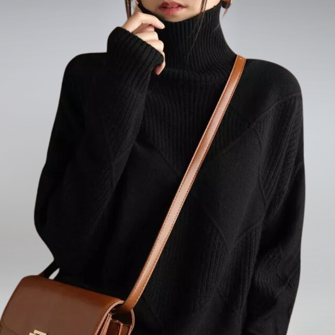 Penelope Pull Femme – Elegant & Soft Turtleneck Cashmere Sweater for Winter Comfort