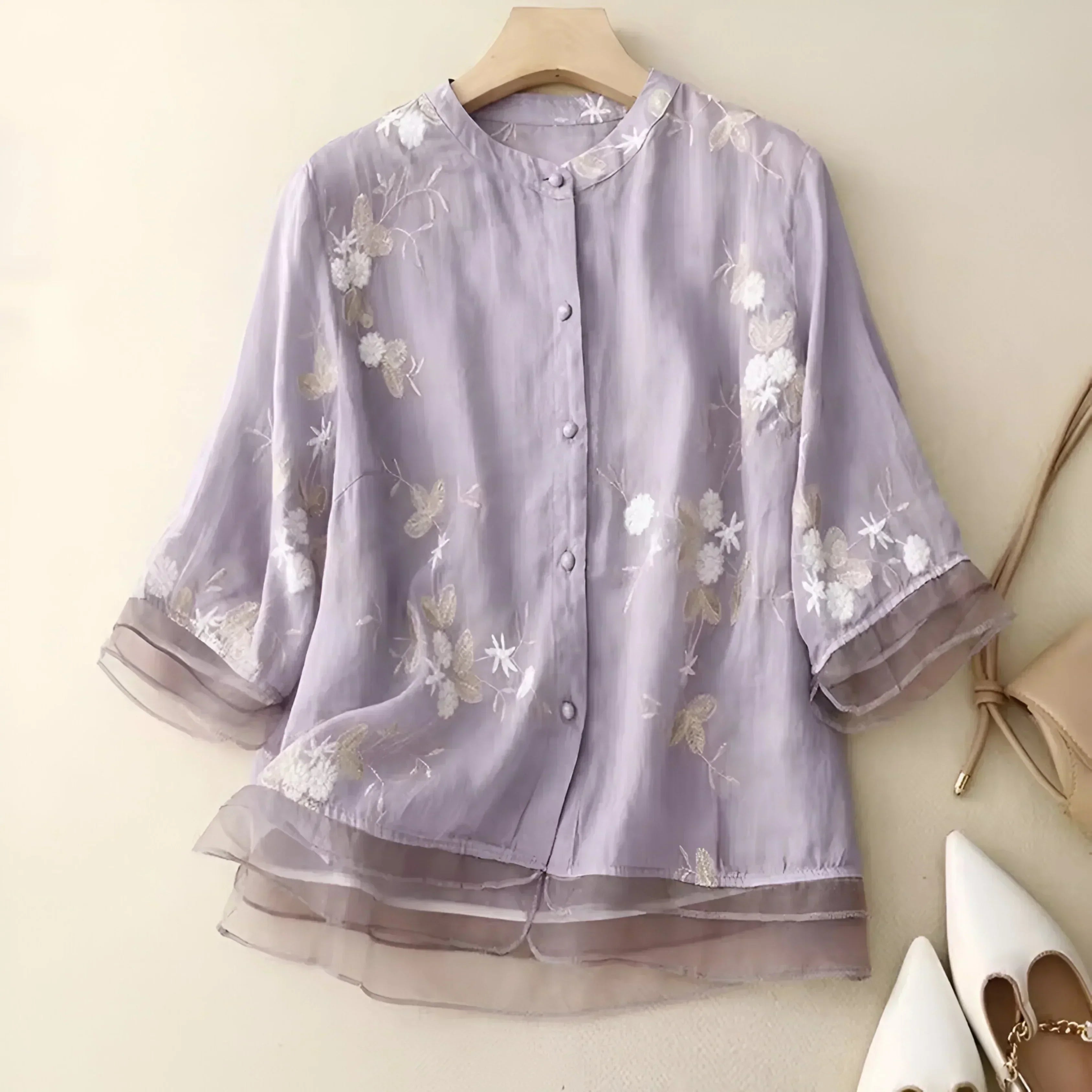 Emily Blouse Femme – Elegant Floral Blouse in Airy Fabric with Classic Cut