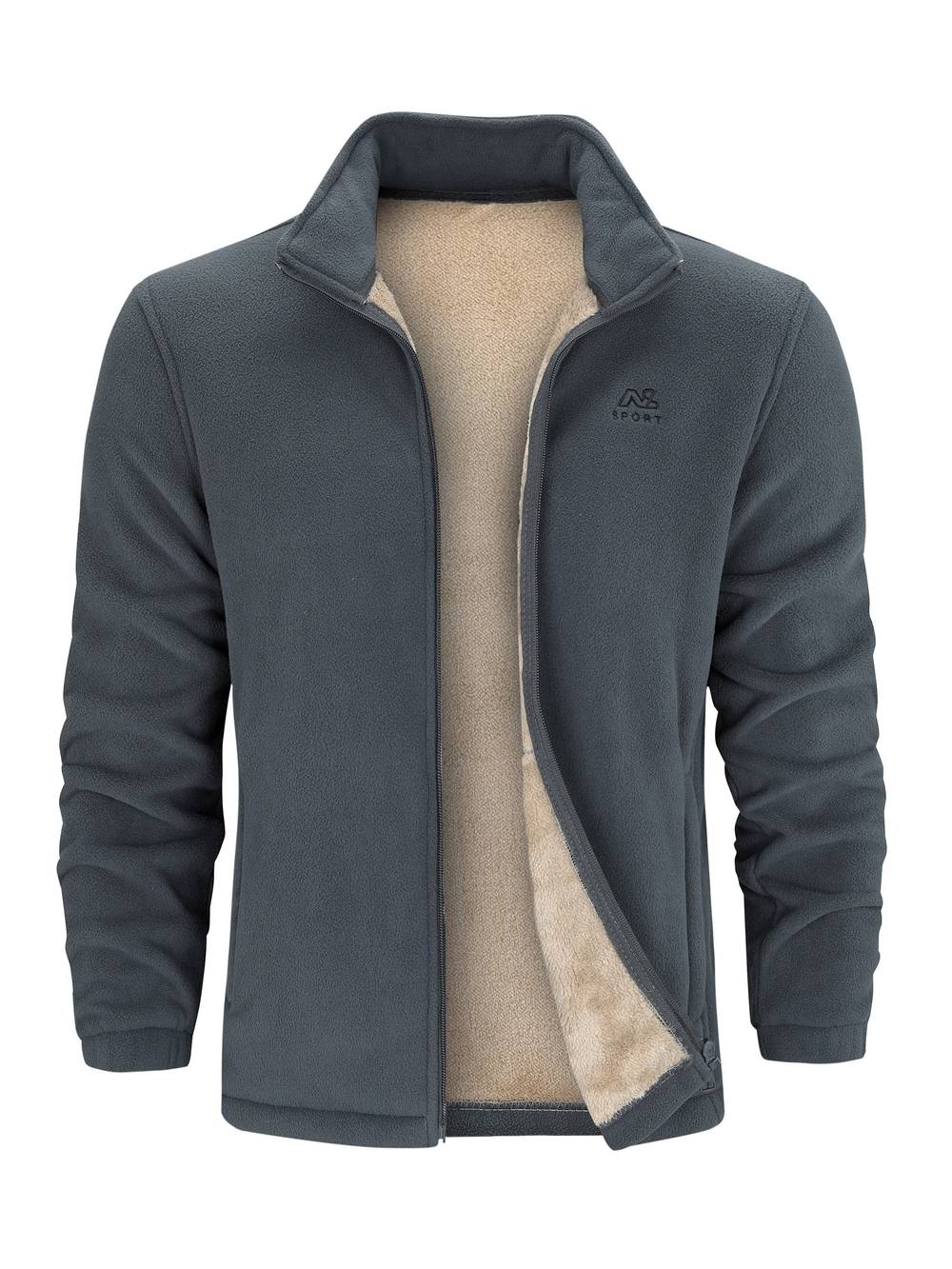 Alex Unisex Fleece Vest – Warm Sherpa Lined Jacket with Stand-Up Collar & Zipper Closure