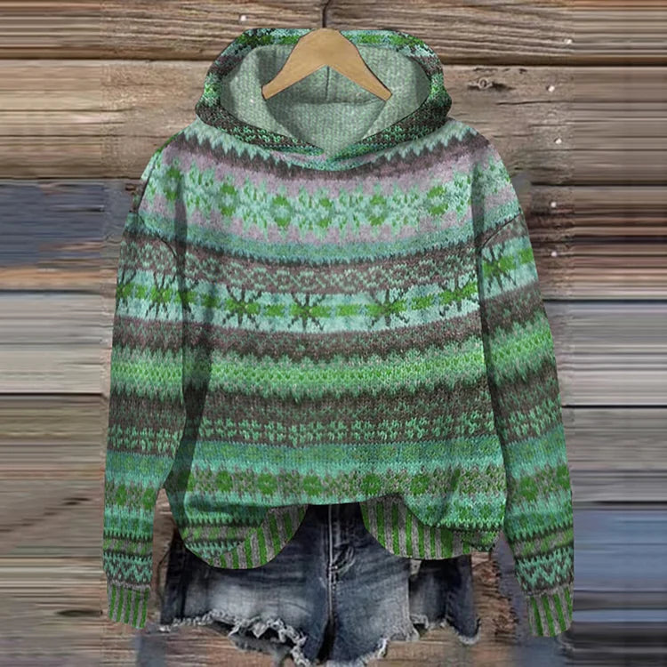 Women's Hoodie Sweatshirt – Retro Style with Elegant & Comfortable Ethnic Print