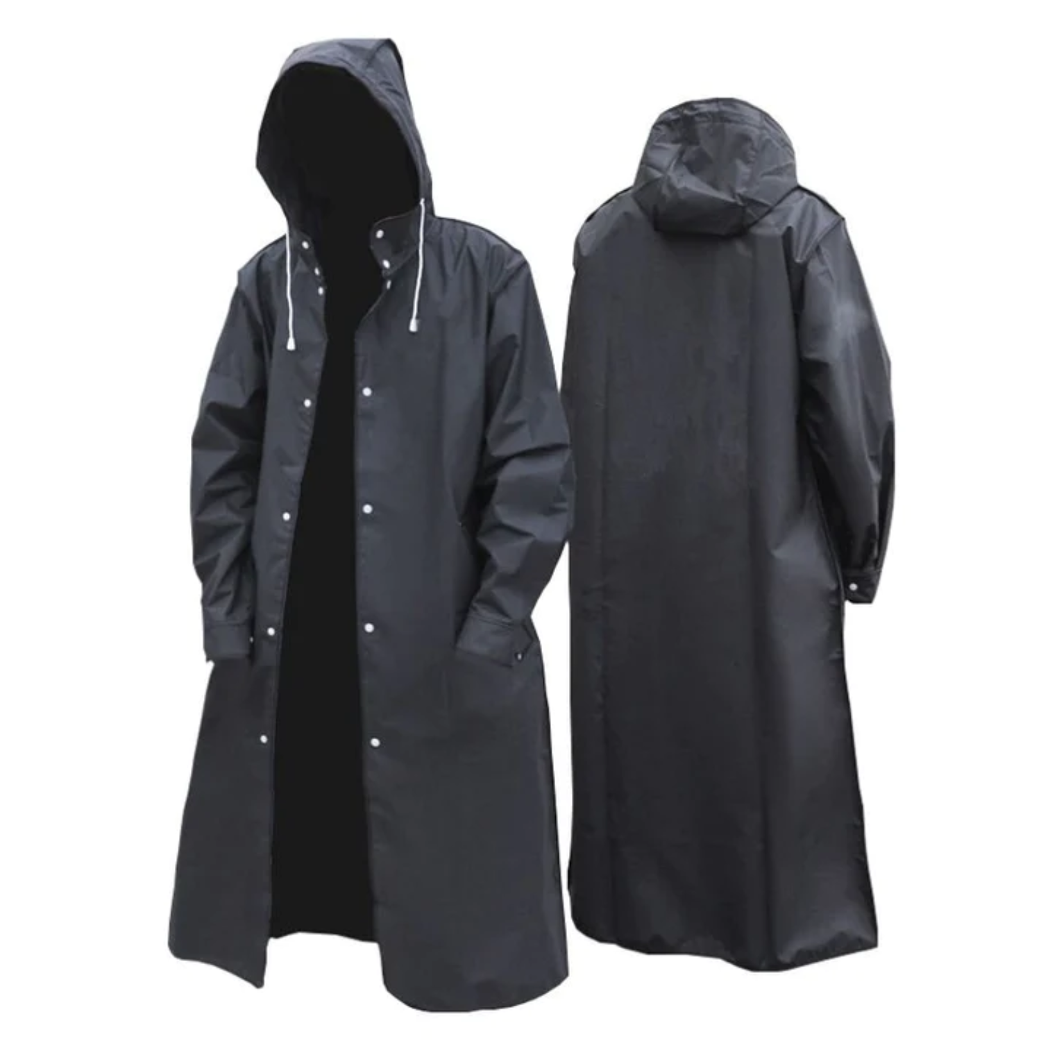 Adrien Men's Raincoat – Long Breathable Waterproof Coat with Adjustable Hood