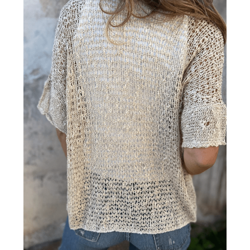 Short Sleeve Open Knit Dress – Lightweight Feel & All-Day Comfort