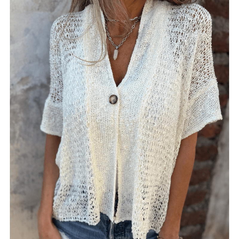 Short Sleeve Open Knit Dress – Lightweight Feel & All-Day Comfort