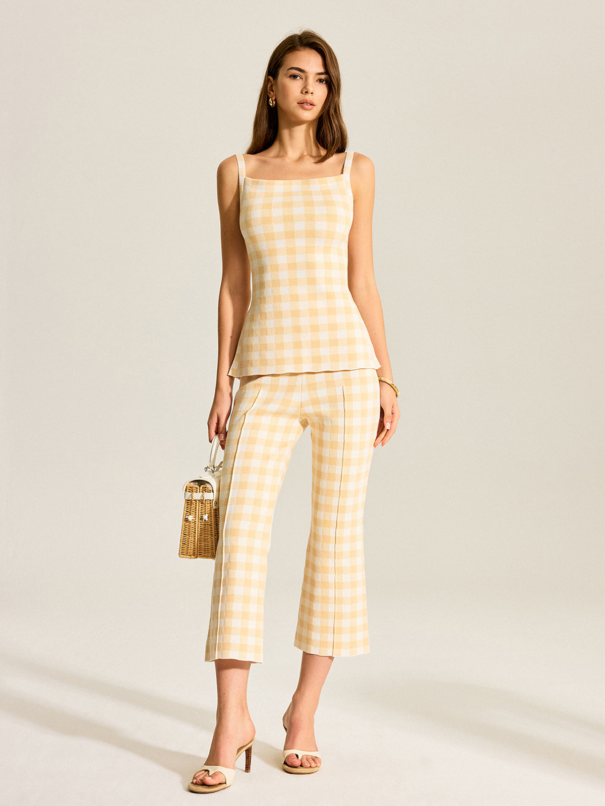 Gingham Print Pants Set