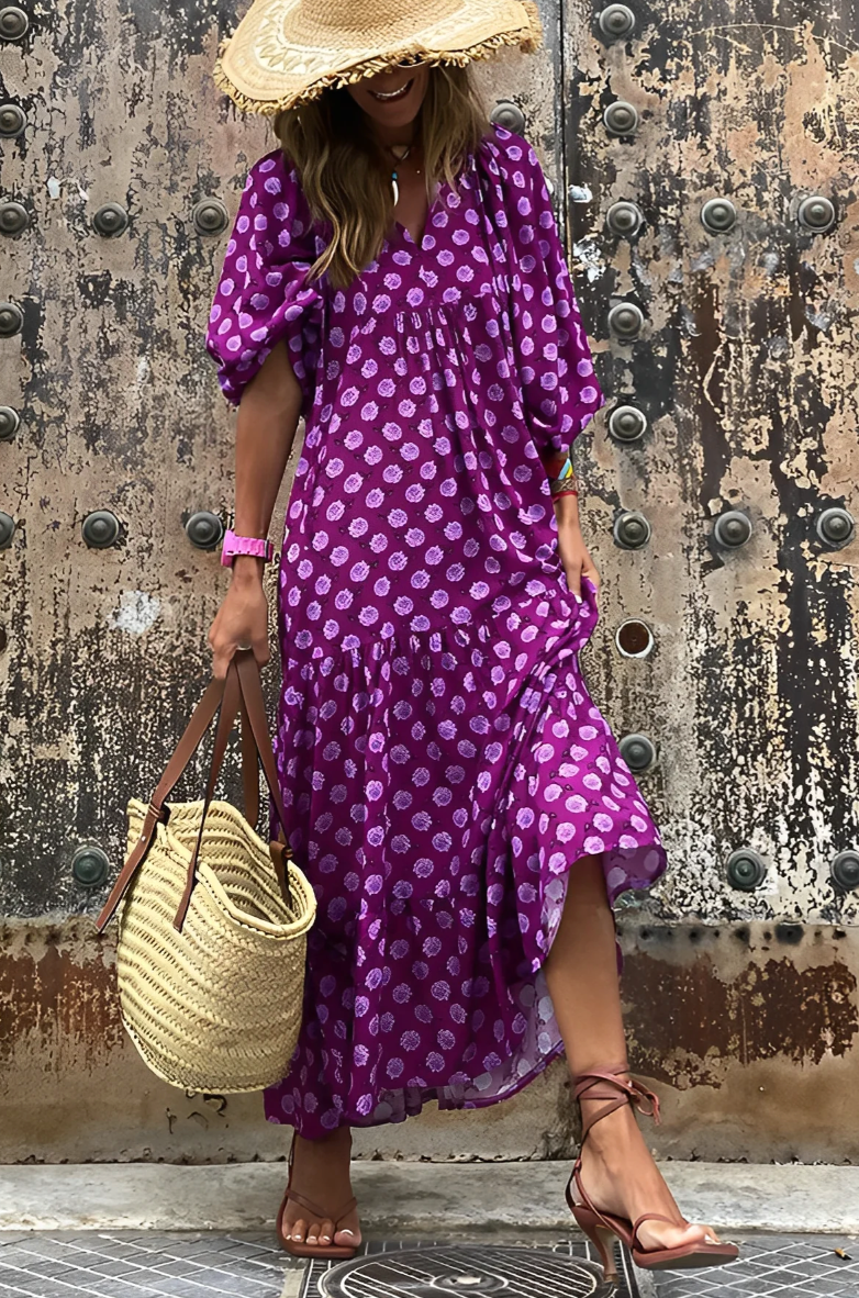 Bohemian V-Neck Dress for Women | Nora