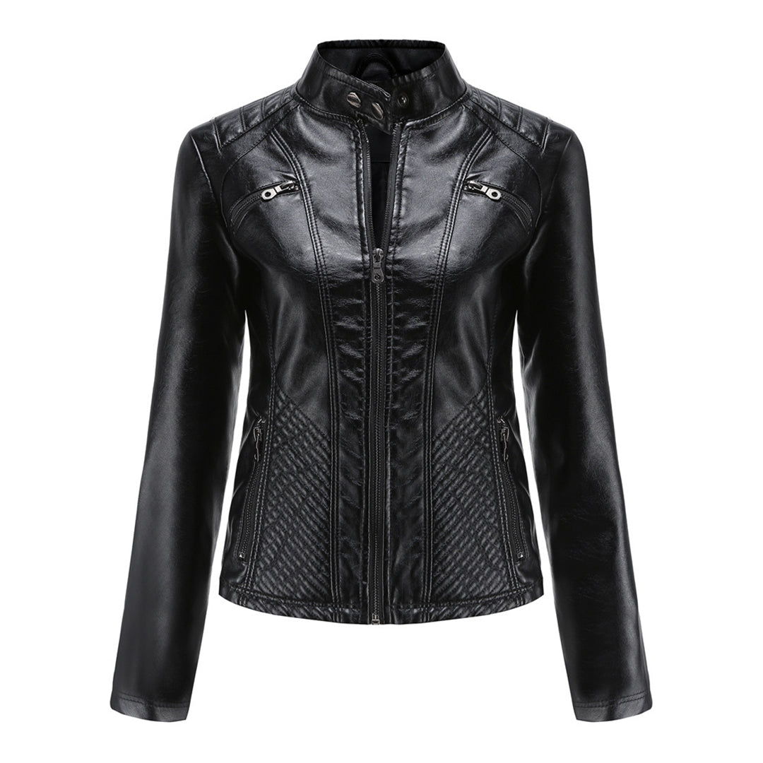 Andrijana Veste Femme – Elegant Soft Leather Jacket with Asymmetric Closure