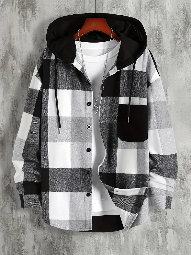 Mason Men's Hoodie – Trendy Checkered Pattern & Comfortable Relaxed Fit