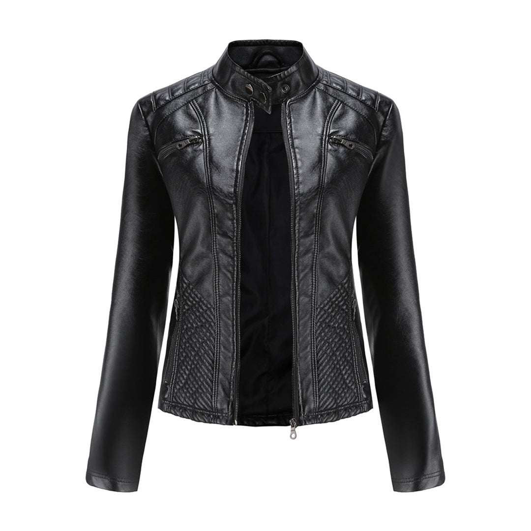 Andrijana Veste Femme – Elegant Soft Leather Jacket with Asymmetric Closure