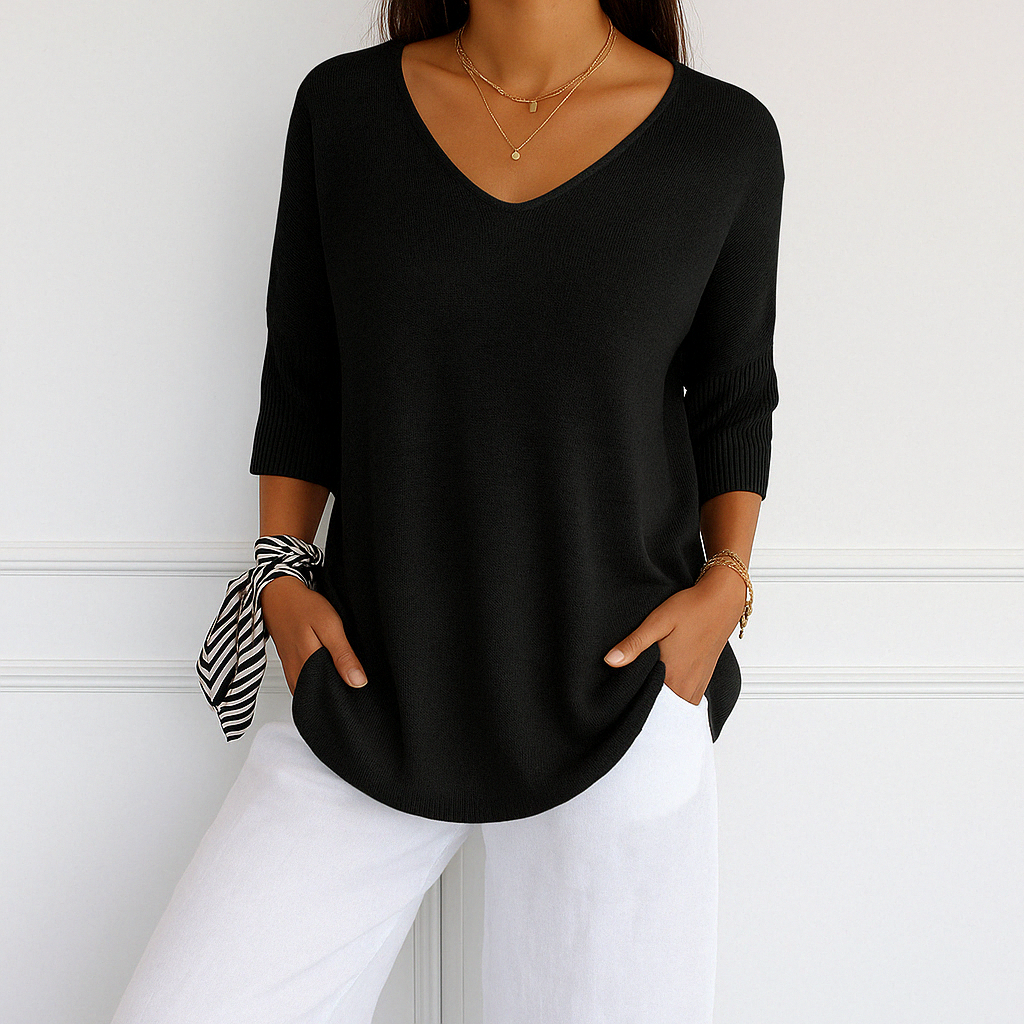 Coraline V-Neck Sweater Women – Fine Knit, Soft & Elegant for a Refined Style