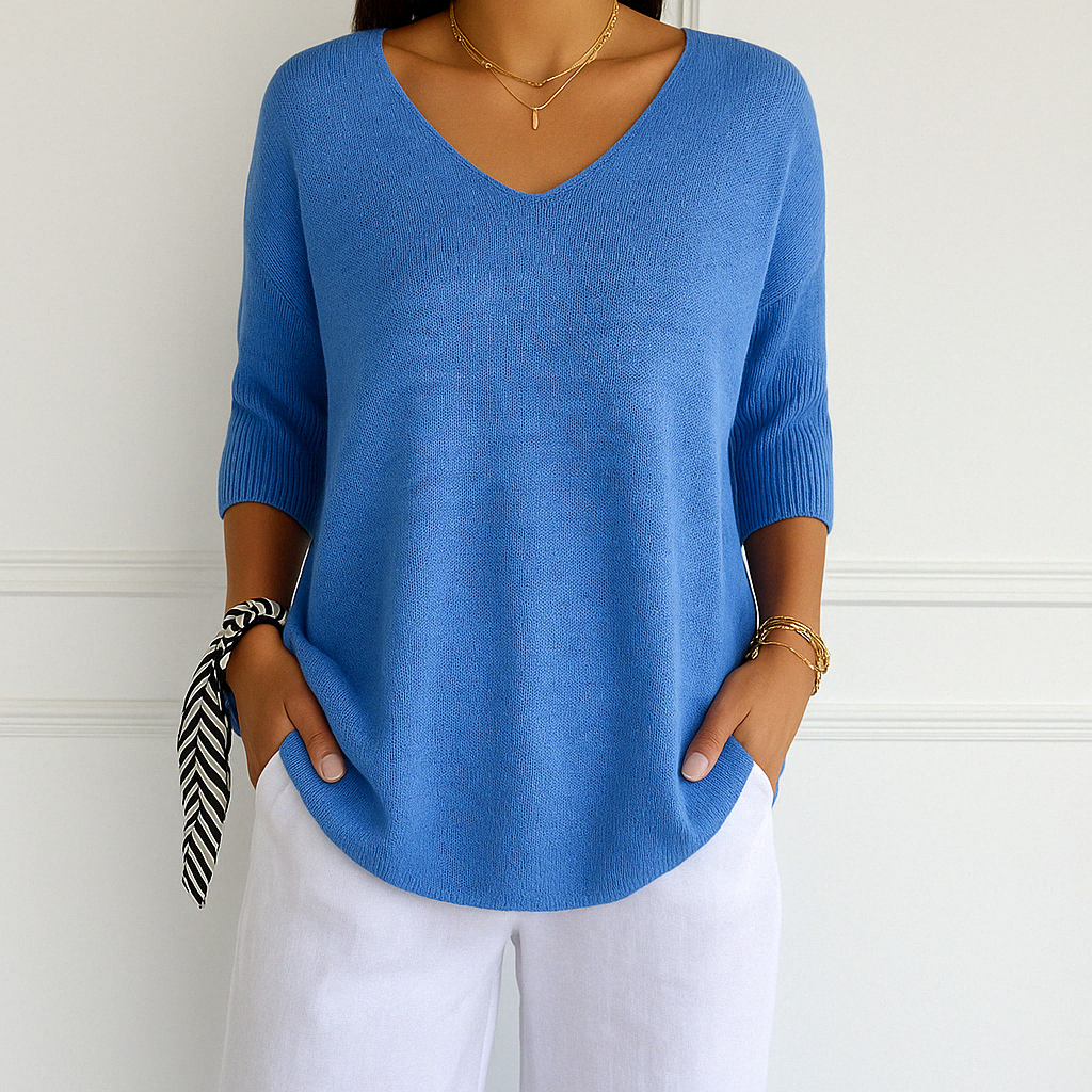 Coraline V-Neck Sweater Women – Fine Knit, Soft & Elegant for a Refined Style