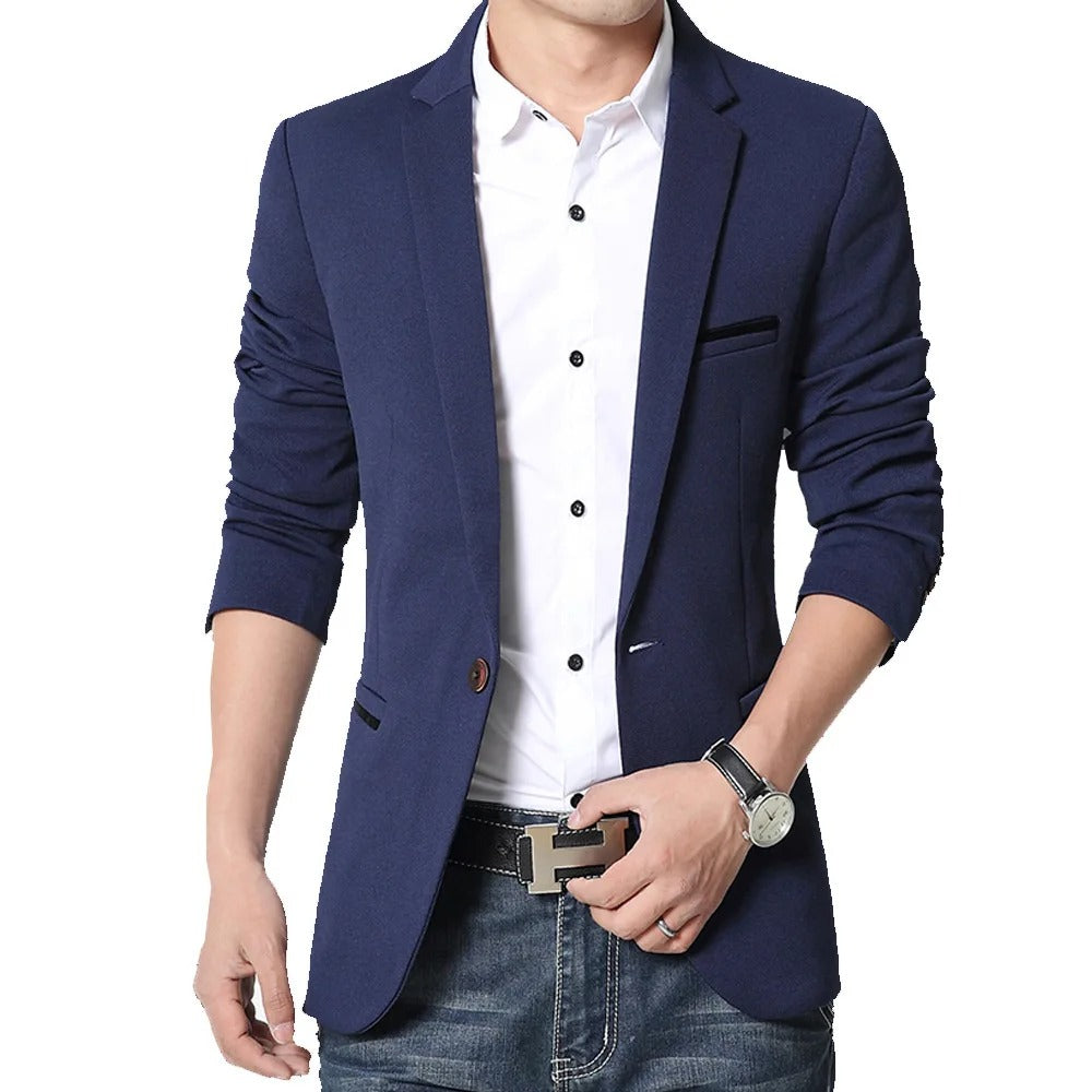 Jack Blazer Homme – Fitted One-Button Blazer in Breathable Acetate with Classic Lapels
