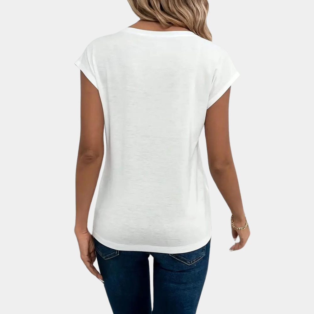 Nahla T-shirt Woman – V-neck, Light & Breathable Fabric for Daily Comfort