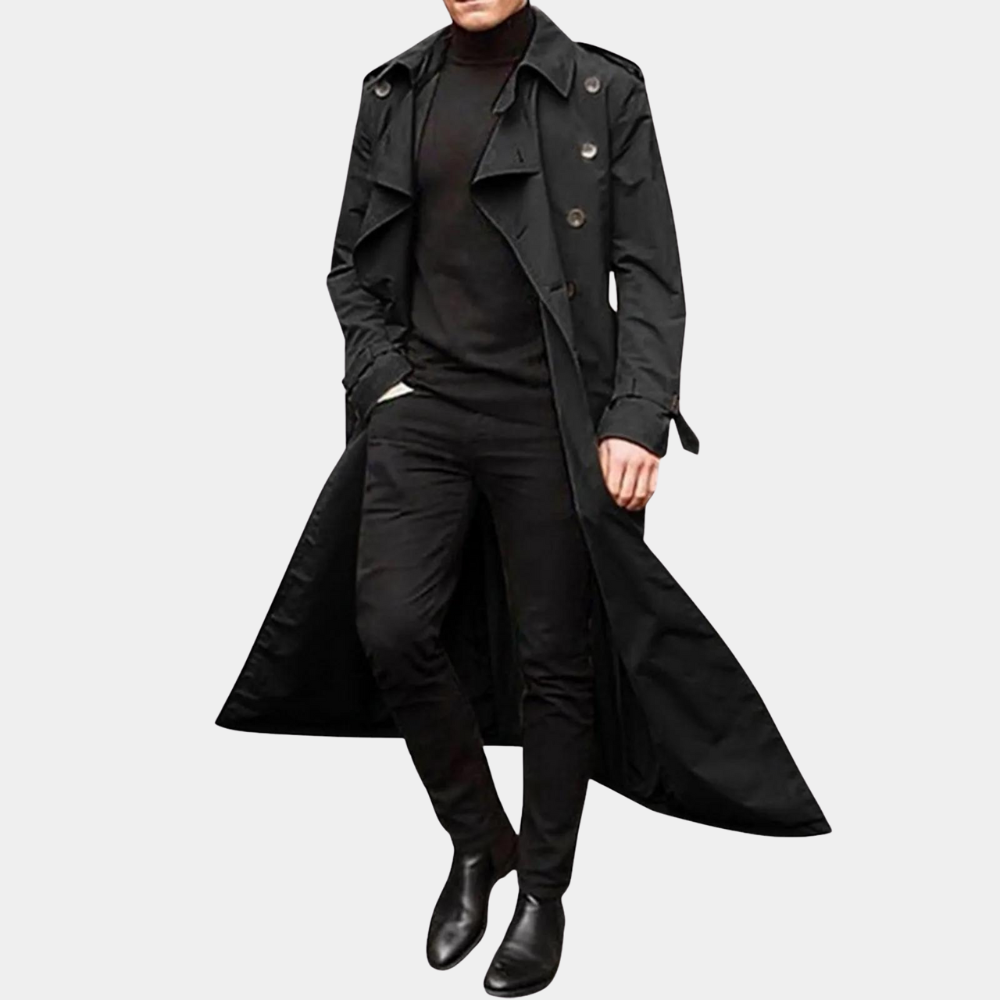 Laurence Trenchcoat Homme – Long Waterproof Coat with Classic Cut & Elegant Style