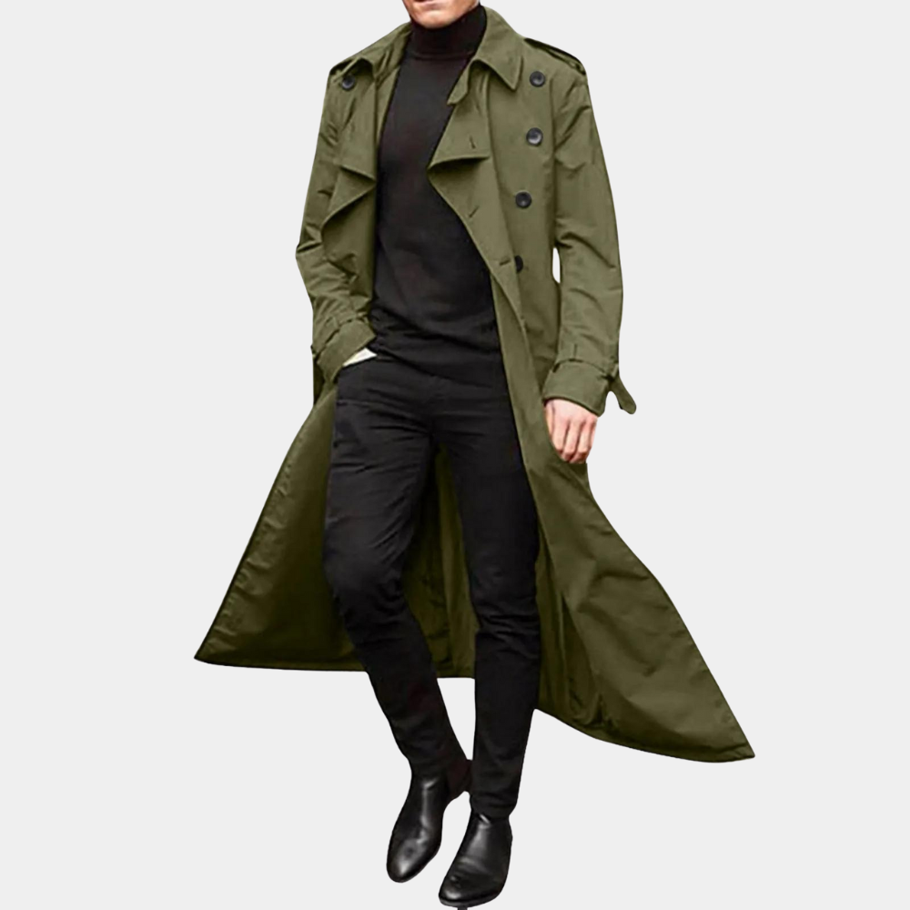 Laurence Trenchcoat Homme – Long Waterproof Coat with Classic Cut & Elegant Style