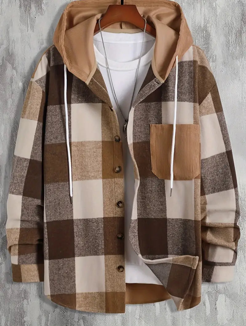 Mason Men's Hoodie – Trendy Checkered Pattern & Comfortable Relaxed Fit