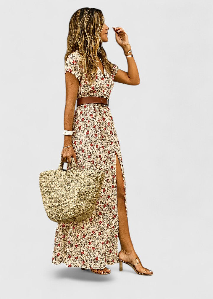 Boho Summer Maxi Dress – Flattering Silhouette & Waist-Defining Fit