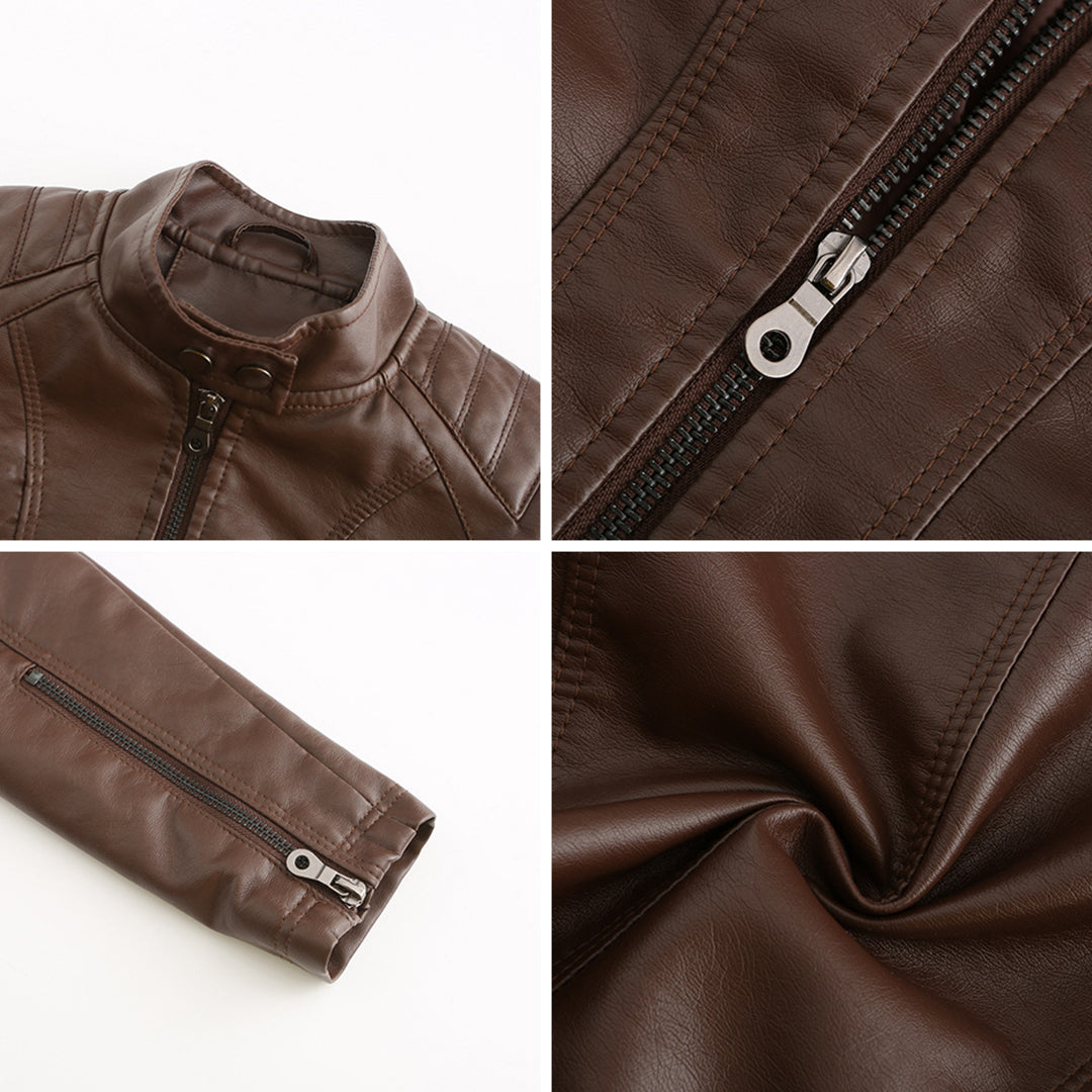 Andrijana Veste Femme – Elegant Soft Leather Jacket with Asymmetric Closure