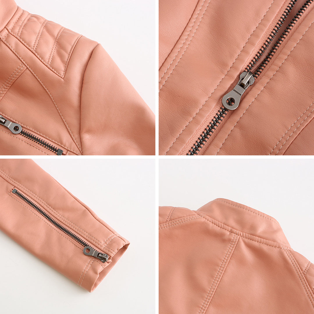 Andrijana Veste Femme – Elegant Soft Leather Jacket with Asymmetric Closure