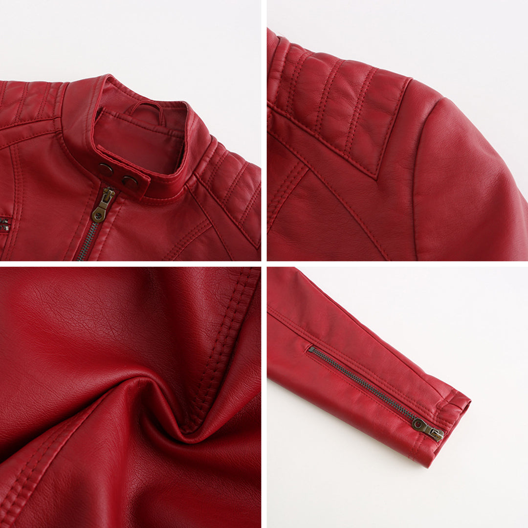 Andrijana Veste Femme – Elegant Soft Leather Jacket with Asymmetric Closure