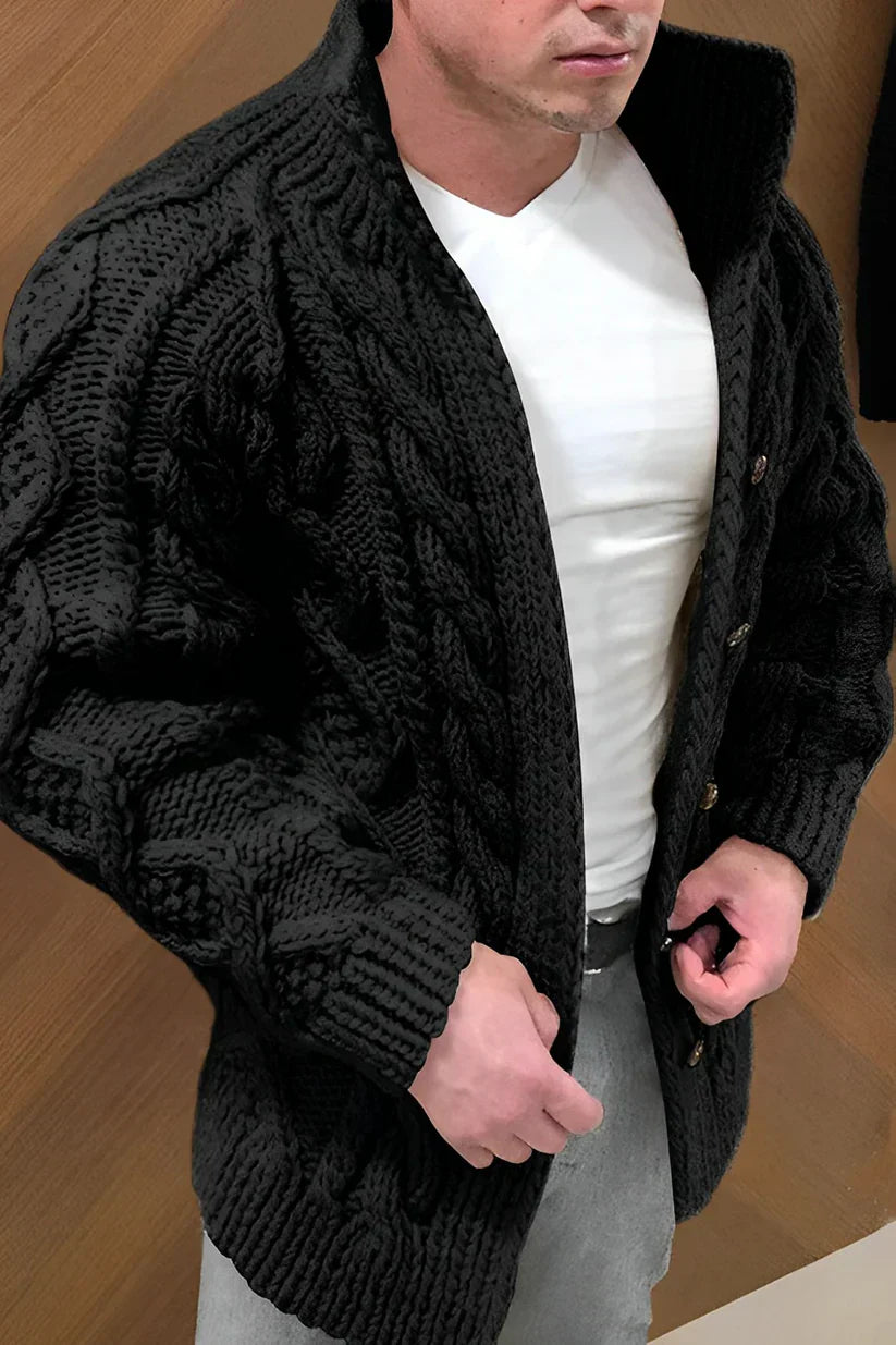 Trevor Men's Vest – Cable Knit Cardigan with Oversized Fit & Timeless Style