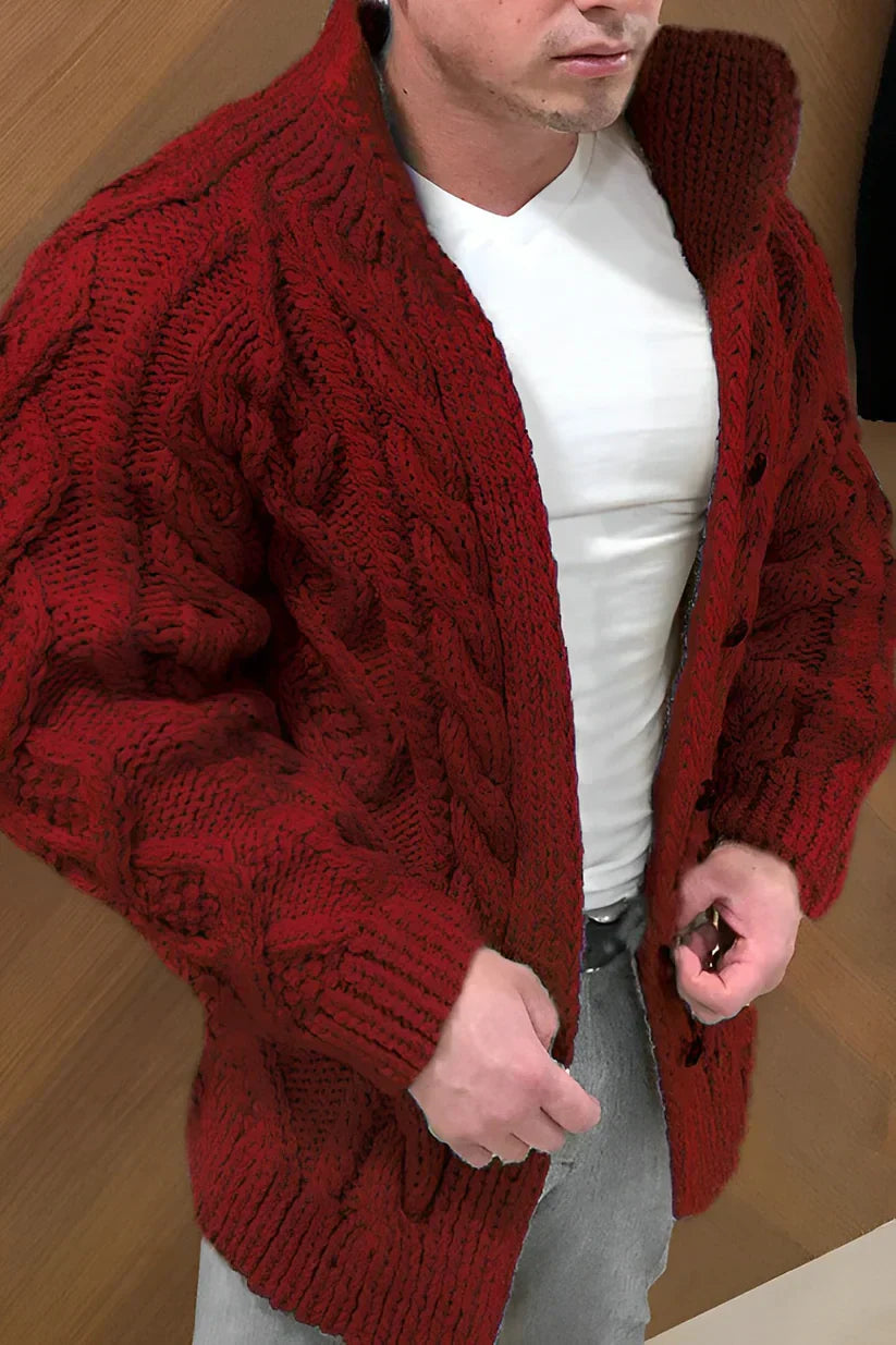 Trevor Men's Vest – Cable Knit Cardigan with Oversized Fit & Timeless Style