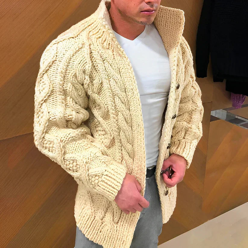 Trevor Men's Vest – Cable Knit Cardigan with Oversized Fit & Timeless Style
