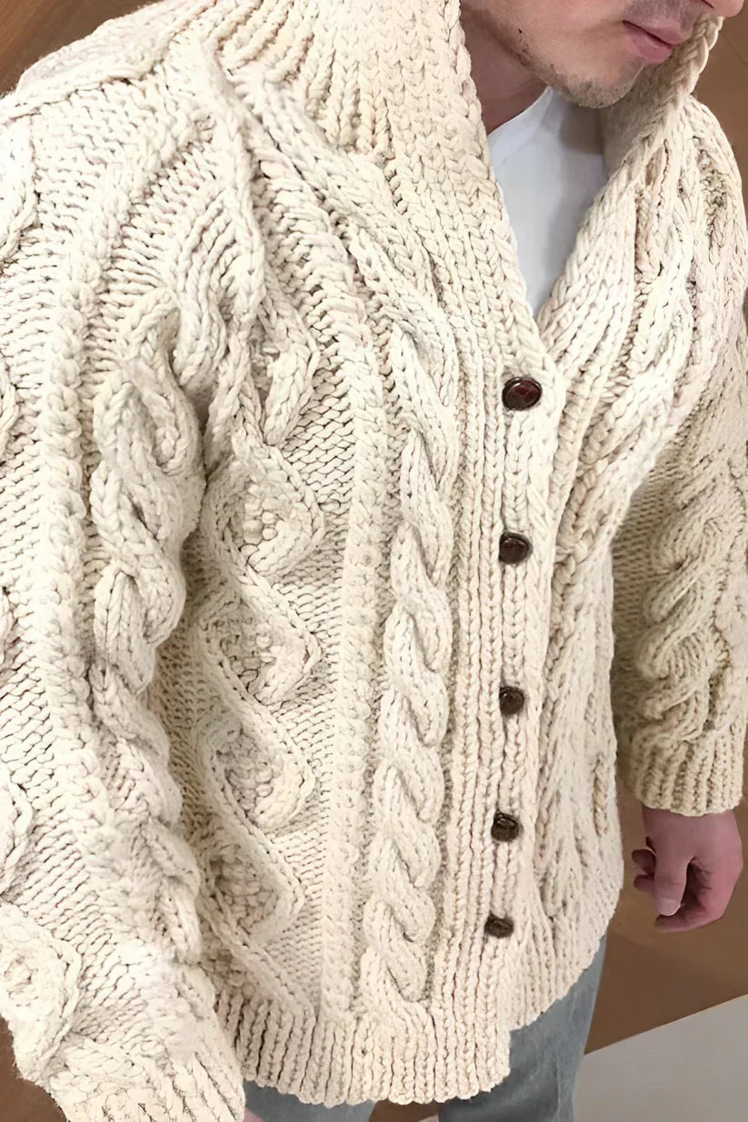 Trevor Men's Vest – Cable Knit Cardigan with Oversized Fit & Timeless Style