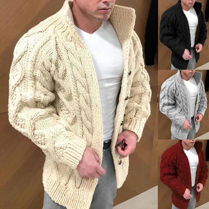Trevor Men's Vest – Cable Knit Cardigan with Oversized Fit & Timeless Style