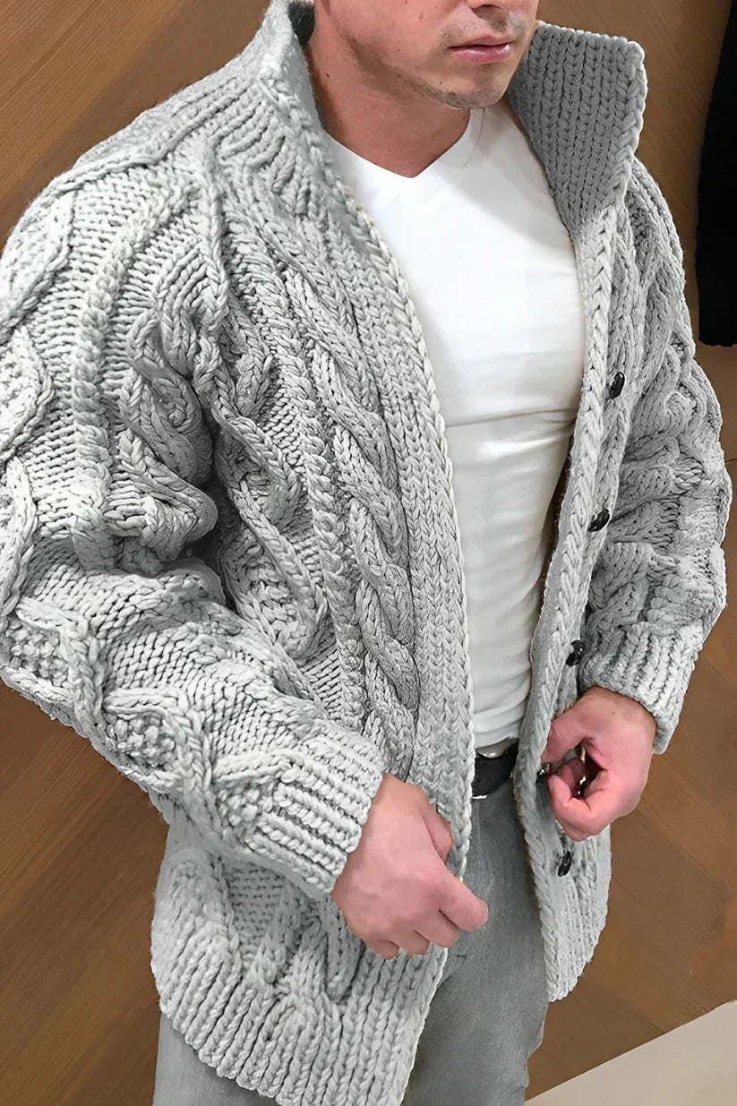 Trevor Men's Vest – Cable Knit Cardigan with Oversized Fit & Timeless Style