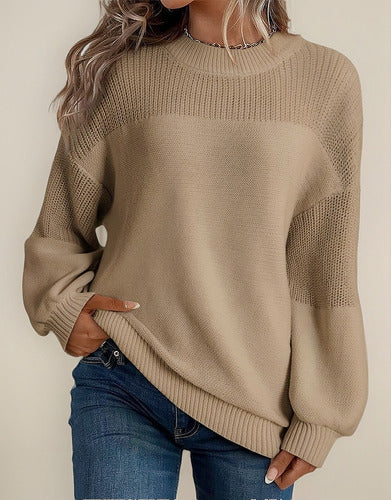 Angelina Sweater Women – Knitted Sweater with Lantern Sleeves & Chic Floral Details for Autumn/Winter