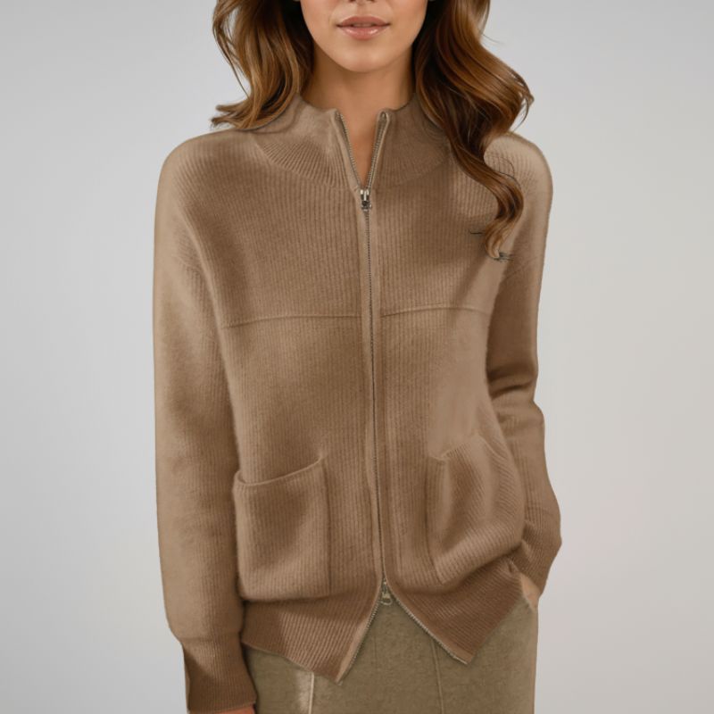 Milar Women's Merino Wool Vest – Straight Zip Cardigan with Patch Pockets