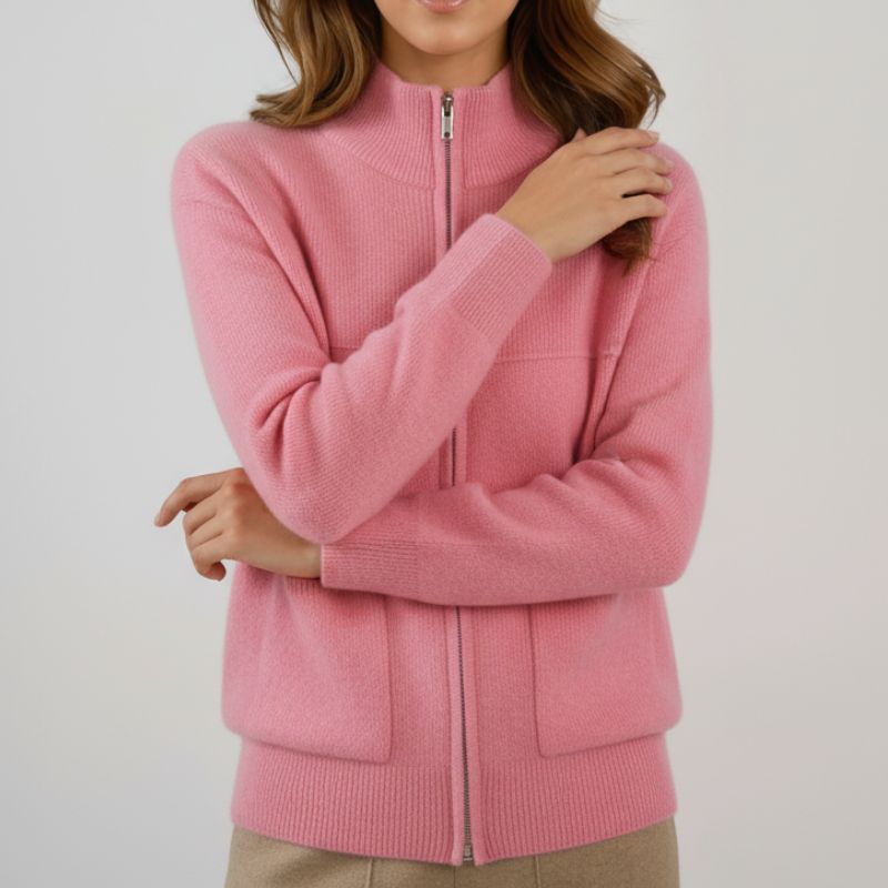 Milar Women's Merino Wool Vest – Straight Zip Cardigan with Patch Pockets
