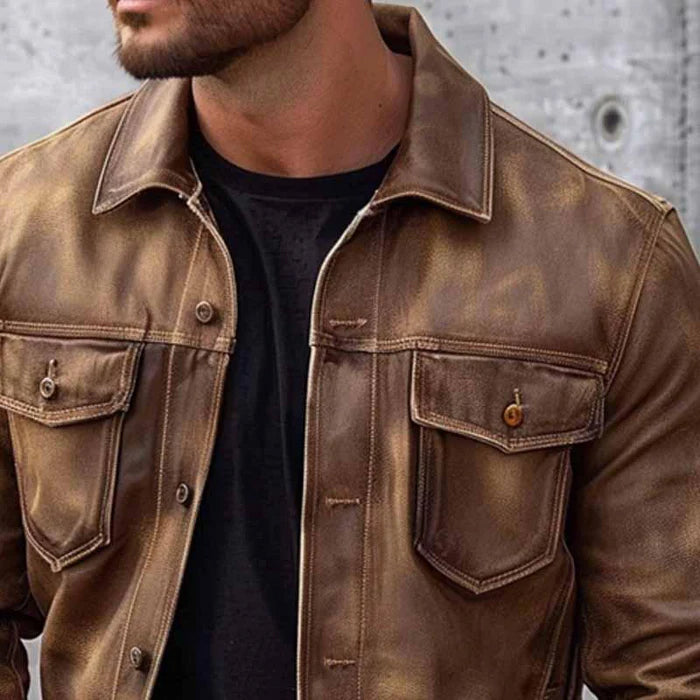 Pierre Men's Vintage Jacket – Elegant & Durable Leather Jacket with Timeless Style