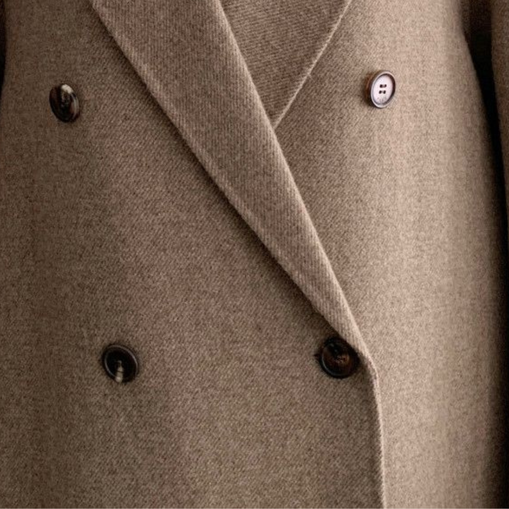 Amelia Women's Winter Long Coat – Elegant Double-Breasted with Warm Lining